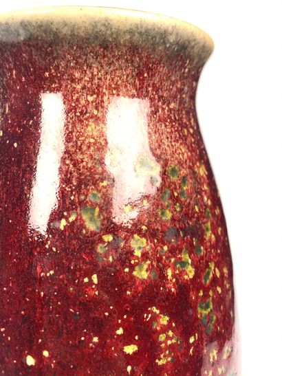 null Pierre-Adrien DELPARAT (1844-1910) Ovoid vase with hemmed neck, in red oxblood...