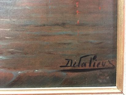  DELALIEUX (Fin XIXe Début XXe siècle) Marine au clair de lune Huile sur toile Signé...