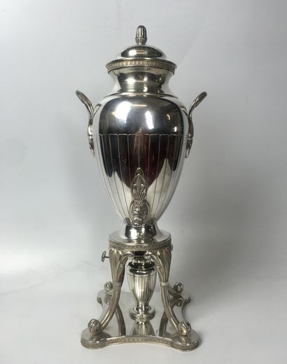SAMOVAR in silver plated metal with its stove...