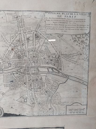 null DANET Suite of seven plans of Paris in black: -first plan of the city -second...