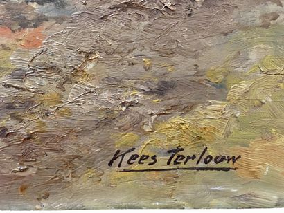  Kees TERLOUW (1890-1948) Chaumières dans un sous-bois Huile sur panneau Signée en...