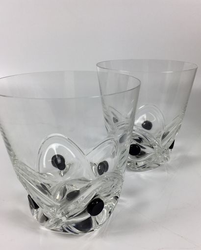 null LALIQUE FRANCE Six crystal whisky glasses, model "Floride" Height. 11 cm (very...