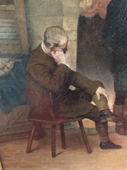 null François Théophile Etienne GIDE (1822-1890) L'attente Huile sur toile Signé...