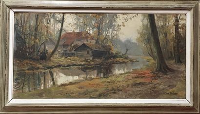 null Kees TERLOUW (1890-1948) Thatched cottages in an undergrowth Oil on panel Signed...