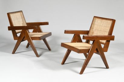 PIERRE JEANNERET (1896-1967) Easy chairs,...