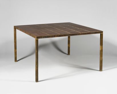 null LOUIS CANE (NÉ EN 1943) Table "au dessin", 2003 Table à plateau carré en pavage...
