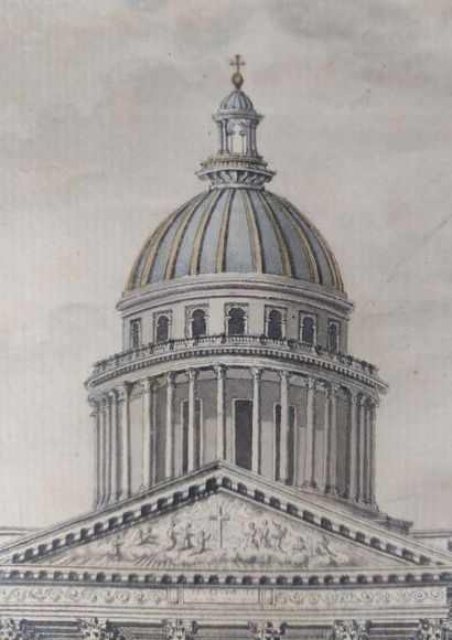 null 18th century FRENCH SCHOOL View of the Pantheon Wash and watercolor 20 x 17...