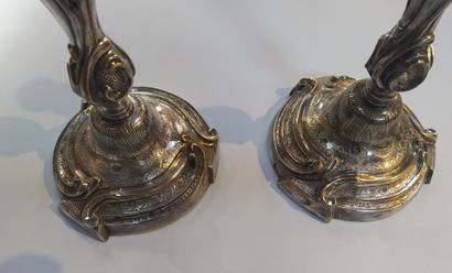 null PAIR OF FLAMPS in silvered bronze with rocaille decoration. Louis XV period....