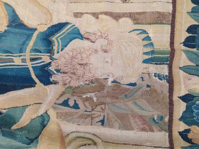 null FLANDRES Rare panneau de tapisserie d'Audenarde en laine et soie appartenant...