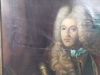 null DANS LE GOUT du XVIIIe siècle Portrait d'homme en armure Huile sur toile 130...