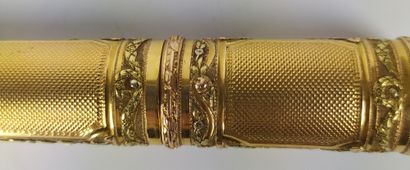 null Oval Wax Case in gold of several shades, decorated with guilloche panels in...
