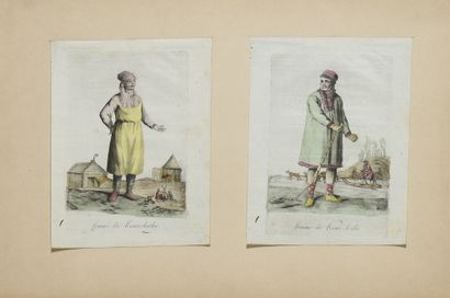 null LOT OF 4 ENGRAVINGS: 1) A shaman of the Theleut Tatar. Engraved by E. Skotikoff....