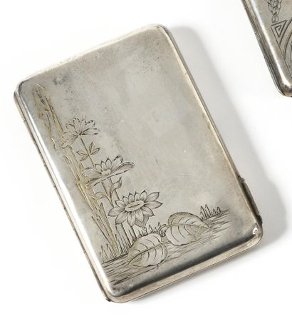 null THREE CIGARETTE CASES

Engraved silver

Different hallmarks. Russia, 19th century....