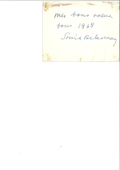 null DELAUNAY SONIA (1885-1979)

Carte de vœux pour l’année 1968

Gouache au pochoir...