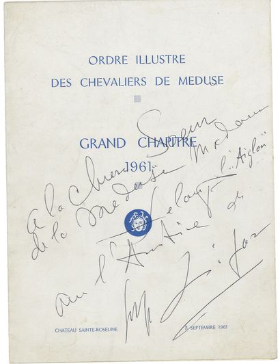 null LIFAR SERGE (1905-1986) – AUTOGRAPHE

Menu du dîner de gala de l’ordre illustre...