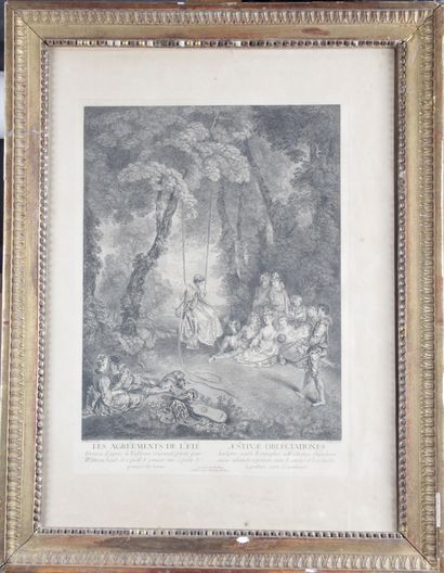 null After WATTEAU and engraved by JOULIN "les agréments de l'été" engraved after...