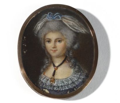 null Ecole française de la fin du XVIIIe « Portrait de dame de qualité à la robe...