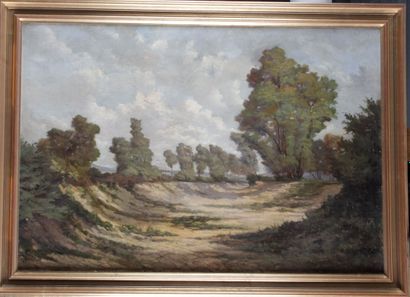 null LUCAS DE MONTIGNY (1844-1908) « Paysage de Lande » Huile sur toile signée en...