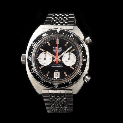 null HEUER Autavia About 1980. Signed Heuer-Leonidas SA on the case back. Steel racing...