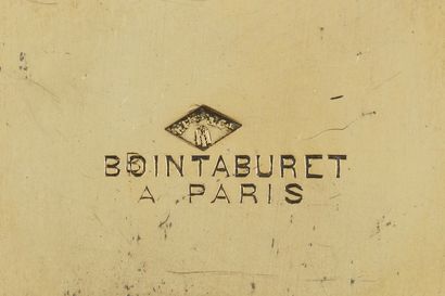  BOINTABURET Paris About 1920. Desk clock with coin compartment under the dial. Steel,...