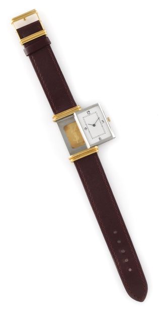  YVES SAINT LAURENT Reverso About 1970. Ref : 4136. Ladies' 18K gold and steel wristwatch....