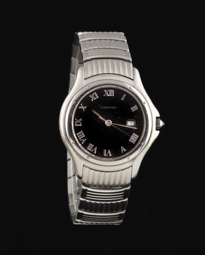 null CARTIER Cougar GM. Ref : 987904C-010312. Vers 1990. Montre bracelet en acier...