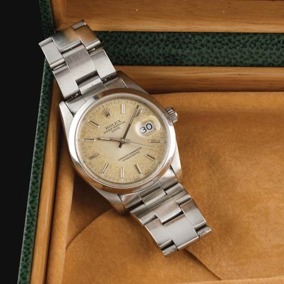 null ROLEX" Oyster Date". Ref.24908. About 1995. Steel bracelet watch with smooth...