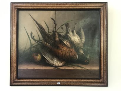 null BARGOT

Still life with a pheasant 

Oil on canvas signed lower right. 

Molded...