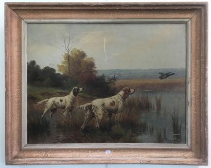 Benoît ROUSSEL (XX) Benoît ROUSSEL (XX)

The spaniels

Oil on canvas signed lower...