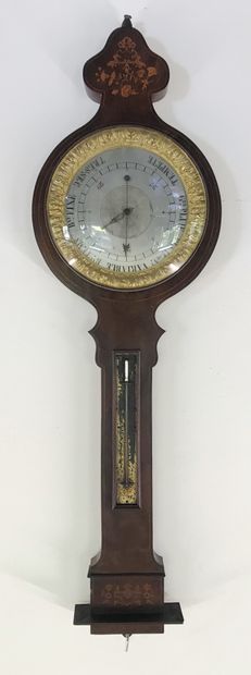 null BAROMETER 

made of veneer and inlaid with light wood fillets with floral decoration....