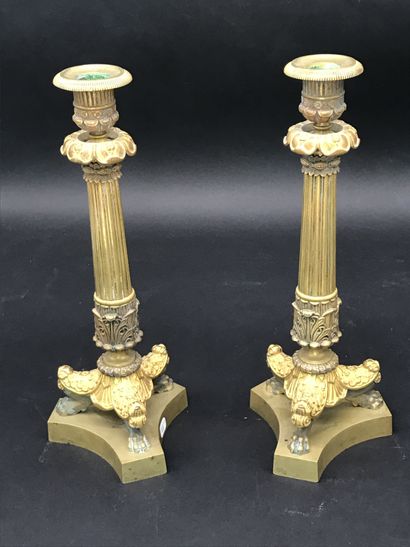 null Pair of Restoration period 

Restoration period, double patina bronze column...