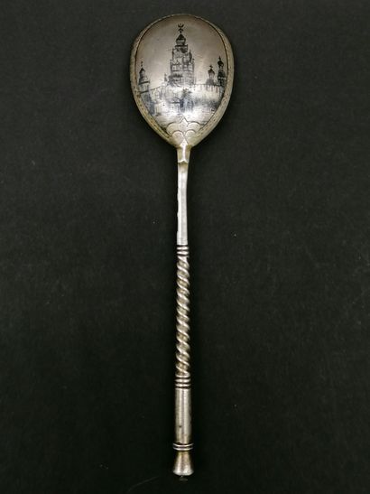 CAVIAR SPOON 
Russian silver with twisted...