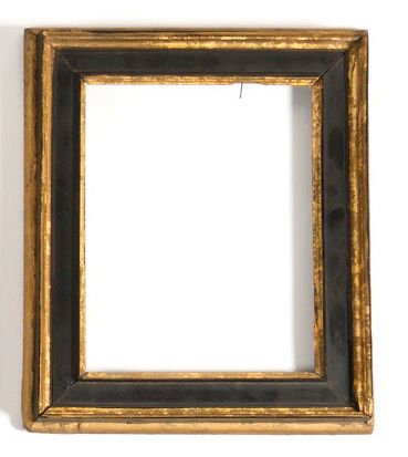 null Wooden frame and veneer of blackened pearwood with red highlights, Dutch style...