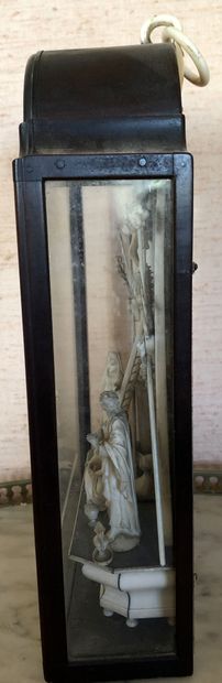 null CALVAIRE in ivory in its blackened frame representing Christ on the cross, the...