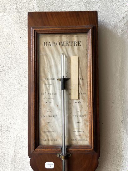 null Mahogany and mahogany veneer mercury column BAROMETER. 		 Early 19th century...