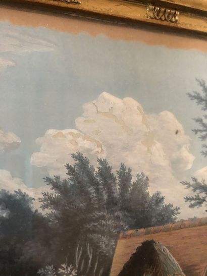 null FRENCH SCHOOL IN THE EARLY 19th CENTURY Animated landscapes Pair of gouaches...