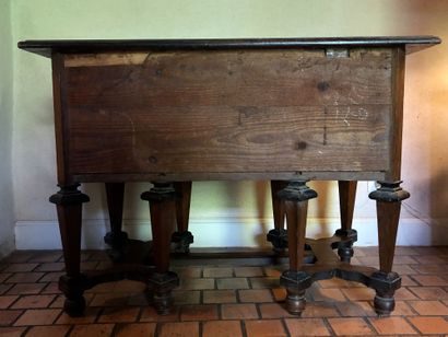 null Mazarin desk in stained walnut and painted wood opening with a drawer in the...