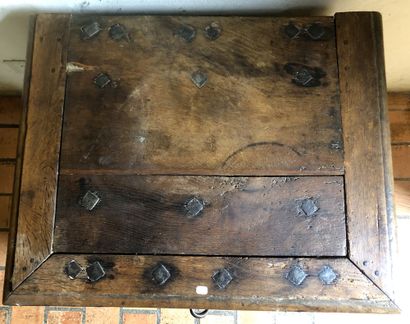 null An oak chest of drawers with mouldings, known as an "archive chest". French...