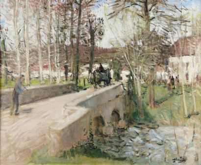 null PIERRE EUGÈNE MONTEZIN (1874-1946) Pont des Osmaux près de Dreux Huile sur toile...