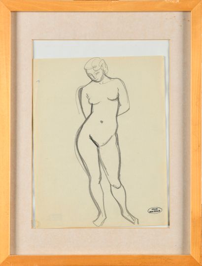 null ANDRÉ DERAIN (1880-1954) Femme nue debout, bras dans le dos Graphite sur papier...