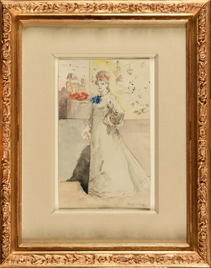 null HENRY SOMM (1844-1907) Young girl in a Far Eastern setting Watercolour on paper...