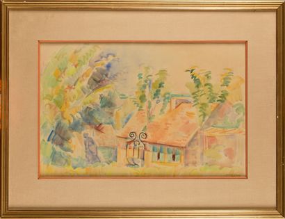 null ANDRÉ LHOTE (1885-1962) House in Normandy Watercolour on paper pasted on strong...