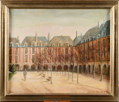 null BLANCHE VAN PARYS (XXE) Place des Vosges, 1981 Huile sur toile Signé et datée...