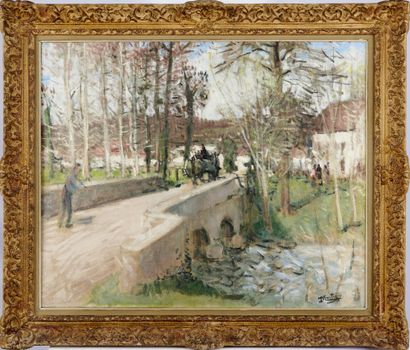null PIERRE EUGÈNE MONTEZIN (1874-1946) Pont des Osmaux près de Dreux Huile sur toile...