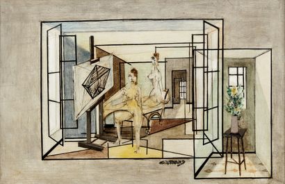 CLAUDE VENARD (1913-1999) Modèles dans l’atelier,...