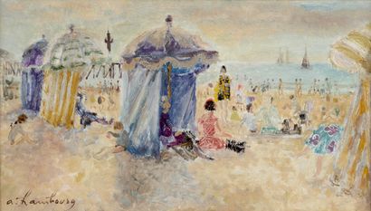 ANDRÉ HAMBOURG (1909-1999) La plage au soleil...