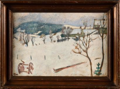 JEAN PUY (1876-1960) Snowy landscape Oil...
