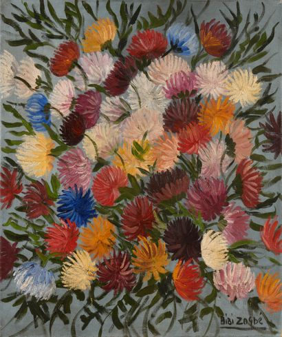 BIBI ZOGBE (1890-1973) Flores Oil on canvas...