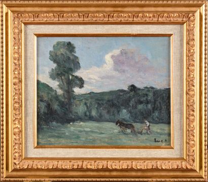 null Maximilien LUCE (1858-1941) Le laboureur Oil on canvas Signed lower right 22...