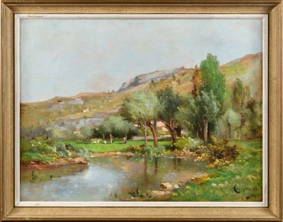 null Frédéric Marius MANIQUET (1822-1896) Paysage de campagne Oil on canvas Signed...